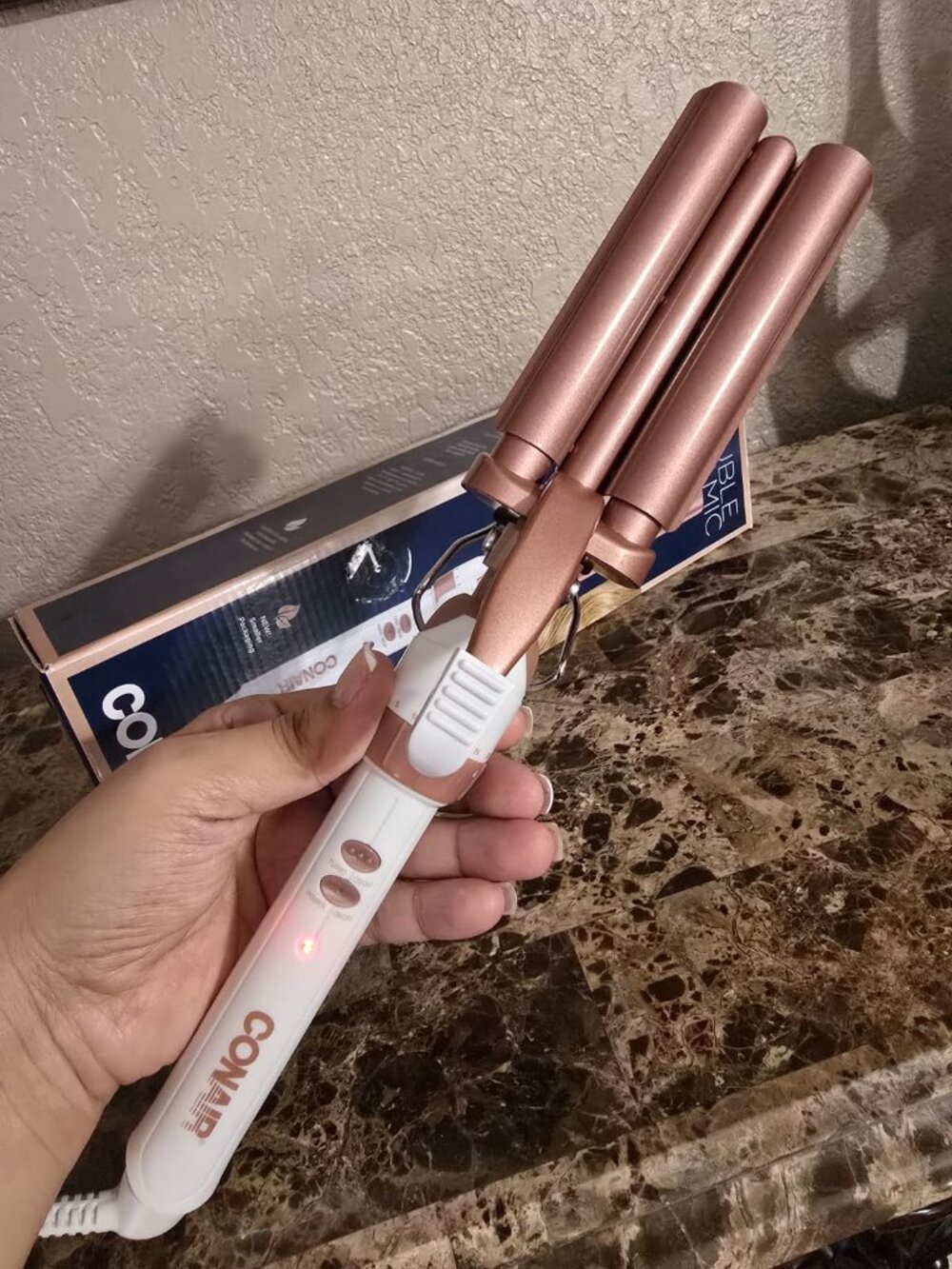 NEW Conair Double Ceramic Triple Barrel Waver Rose Gold Open Box - Picture 12 of 13
